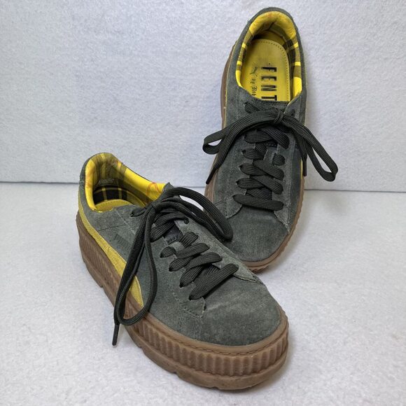 Puma Fenty Cleated Creeper by Rihanna suede green yellow sneaker womens 7.5 - Picture 1 of 12